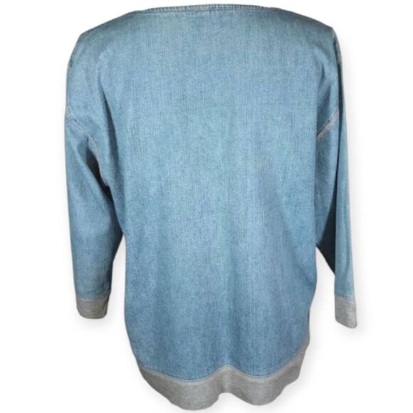 SAG HARBOR SPORT DENIM & GRAY BLOUSE SZ.M EUC - Picture 4 of 5